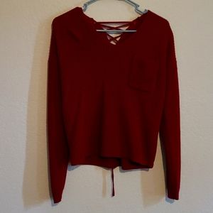 Red tie back sweater